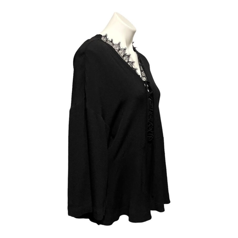 IRO XS Made in France Emilda Black Lace Up 3/4 Sleeve Top - Picture 5 of 9